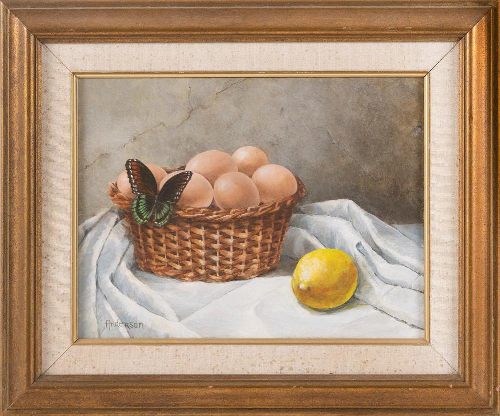 Appraisal: ANNE ANDERSON CONNECTICUT CONTEMPORARY STILL LIFE OF EGGS A LEMON