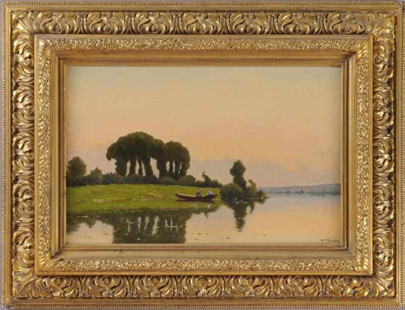 Appraisal: HENRI JACQUES DELPY - BOATERS ON A TRANQUIL LAKE Oil