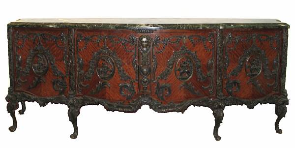 Appraisal: A large Louis XV style bronze mounted buffet with marble