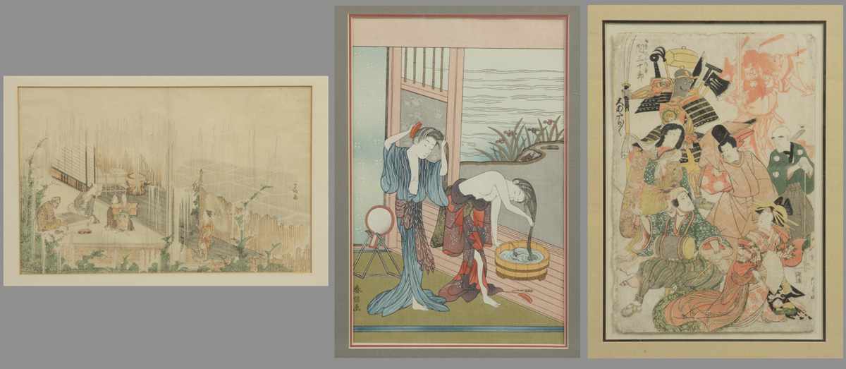 Appraisal: Japanese Wood Block Prints Sgn Upper left lower right figures