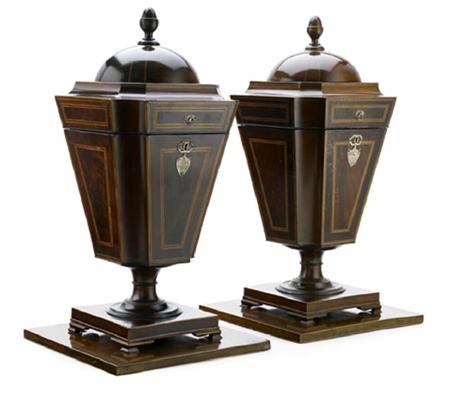 Appraisal: A matched pair of George III mahogany and kingwood crossbanded