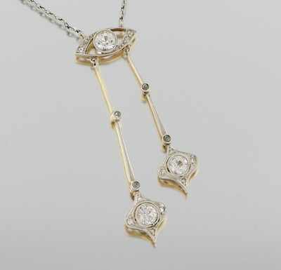 Appraisal: An Art Nouveau Inspired Diamond and Colorless Sapphire Negligee Necklace