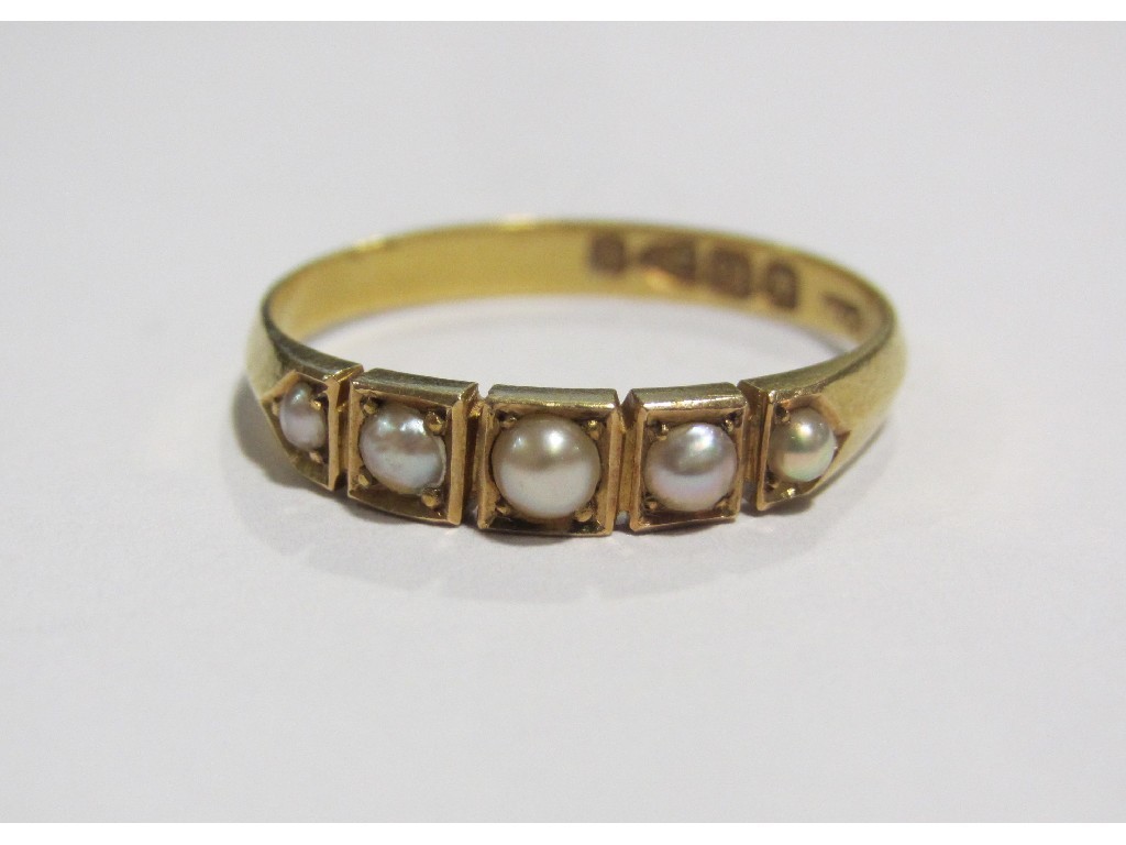 Appraisal: Victorian ct gold seed pearl five stone ring