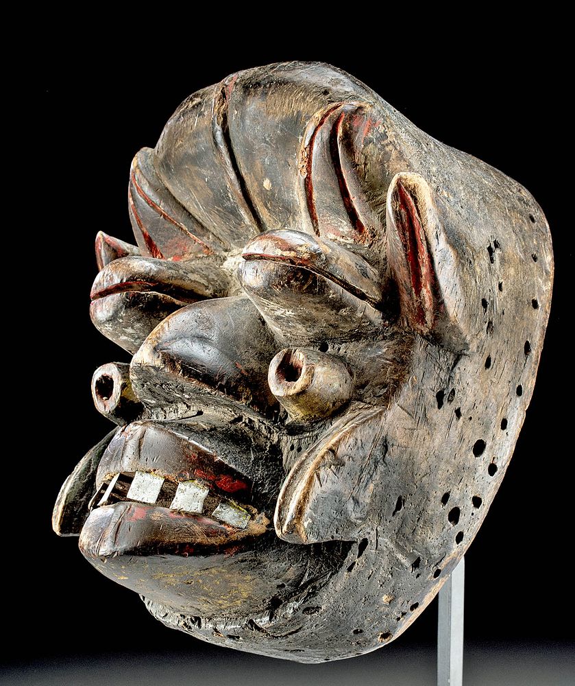 Appraisal: Fierce th C West African Wood Mask Bush Spirit West