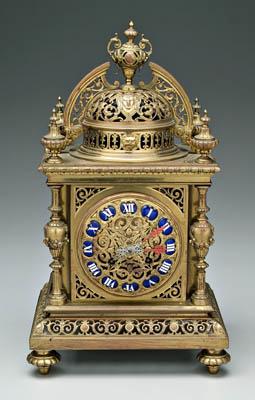 Appraisal: French brass bracket clock pediment with face of child blue