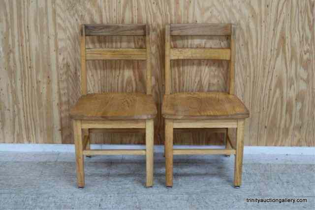 Appraisal: Vintage Oak Child's School ChairsFrom the 's to 's is