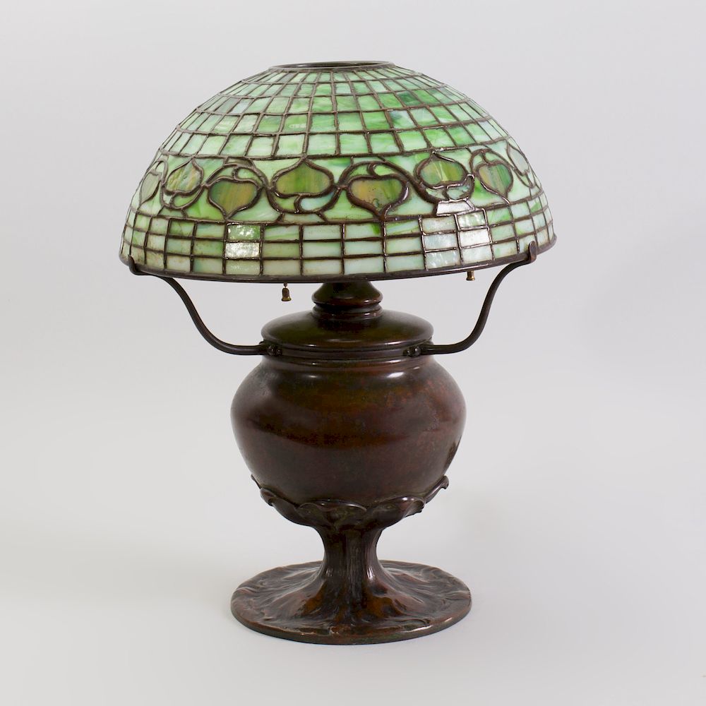 Appraisal: Tiffany Studios 'Acorn' Table Lamp Leaded glass and patinated bronze