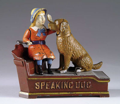 Appraisal: SPEAKING DOG MECHANICAL BANK A great example of this classic