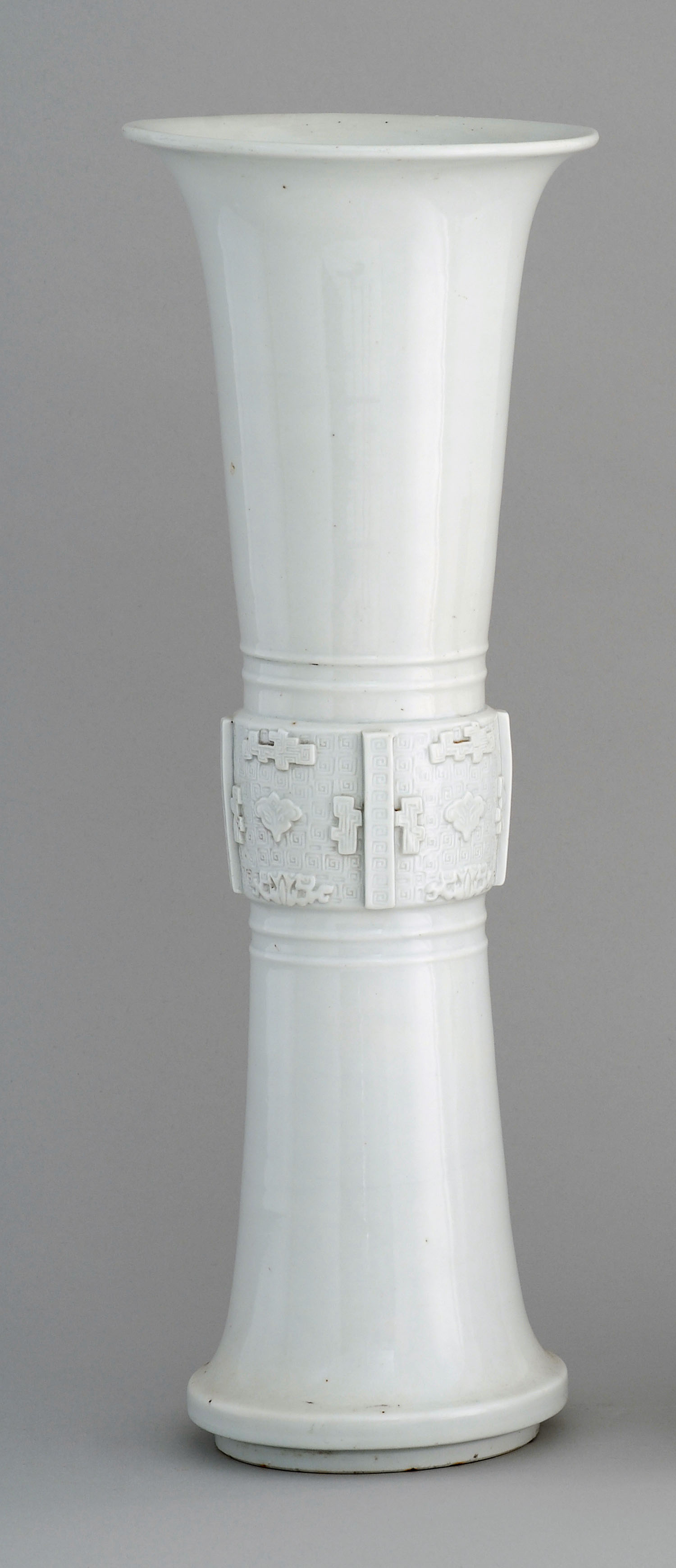 Appraisal: BLANC DE CHINE PORCELAIN VASE Qianlong PeriodIn gu form with