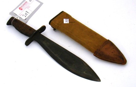 Appraisal: US M short bladed bolo knife complete with canvas covered