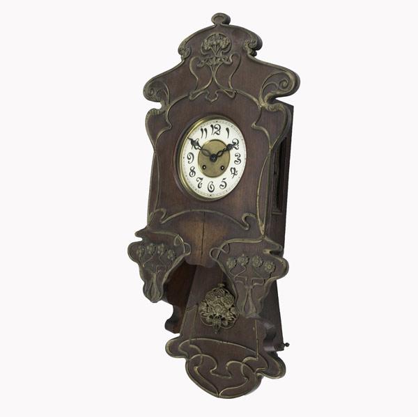 Appraisal: Art Nouveau wall clock German or Austrian ca Oak with