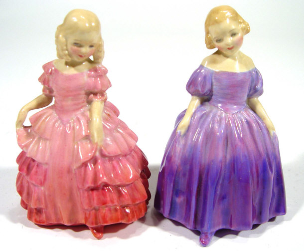 Appraisal: Two small Royal Doulton figurines 'Rose' and 'Marie' factory marks