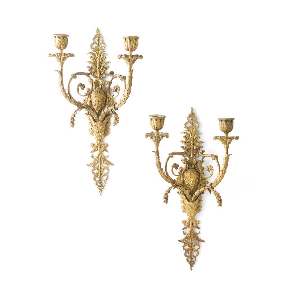 Appraisal: PAIR OF NEOCLASSICAL GILT BRONZE WALL SCONCES TH CENTURY each