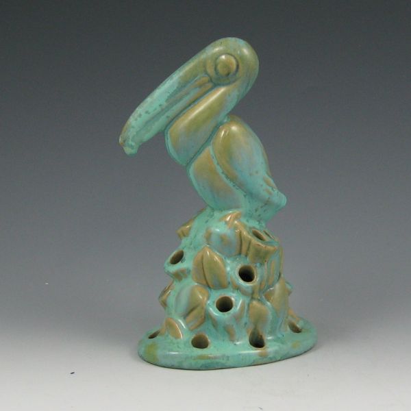 Appraisal: Fulper Pelican figural flower holder in crystalline light green over