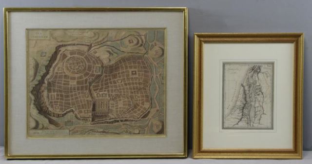 Appraisal: Two Antique Maps of Israel Framed and matted Old Jerusalem