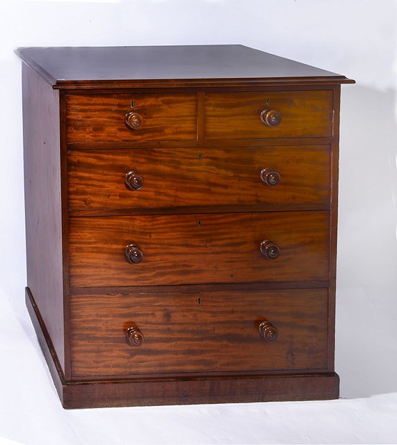 Appraisal: A TH CENTURY MAHOGANY STRAIGHT FRONT CHEST of two short