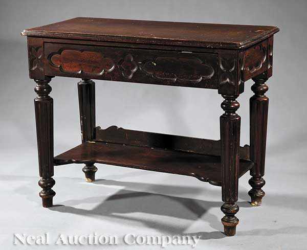 Appraisal: An American Gothic Carved Walnut Serving Table mid- th c