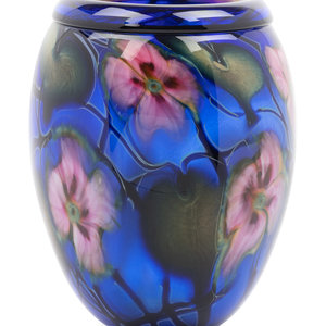 Appraisal: A Charles Lotton Glass Vase Crete IL inscribed Multi Flora