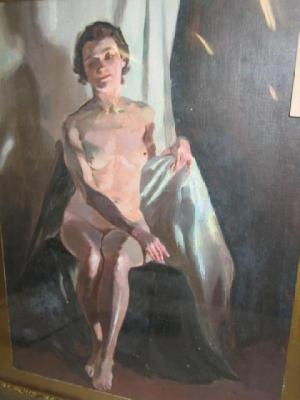 Appraisal: HENRY SAYER Nude Study signed on board x gilt frame