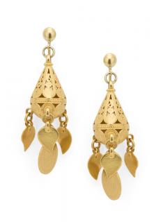 Appraisal: GOLD PENDANT EARRINGS OF KARAT YELLOW GOLD GOLD PENDANT EARRINGS