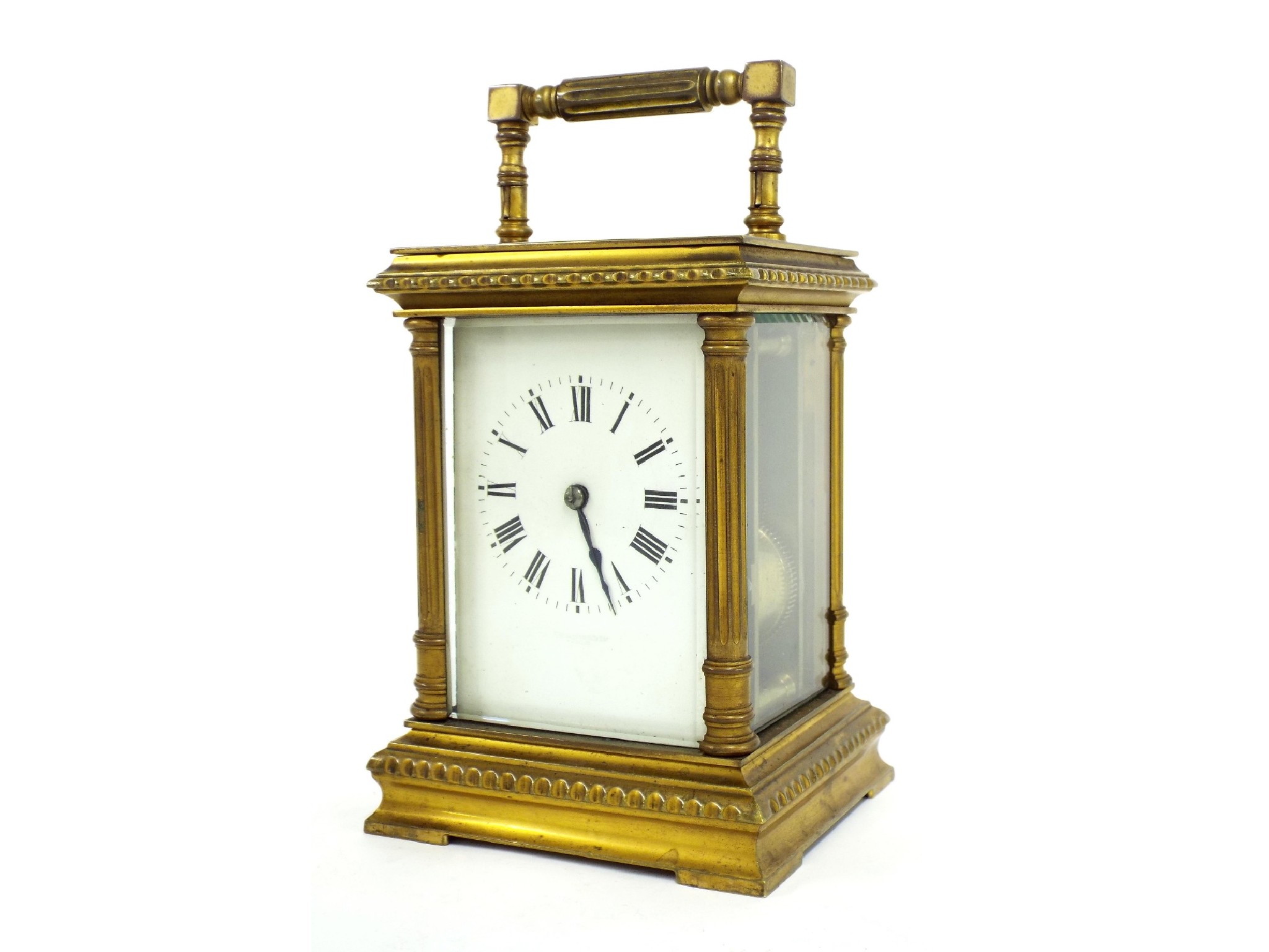 Appraisal: Large carriage clock timepiece striking on a gong the indistinctly