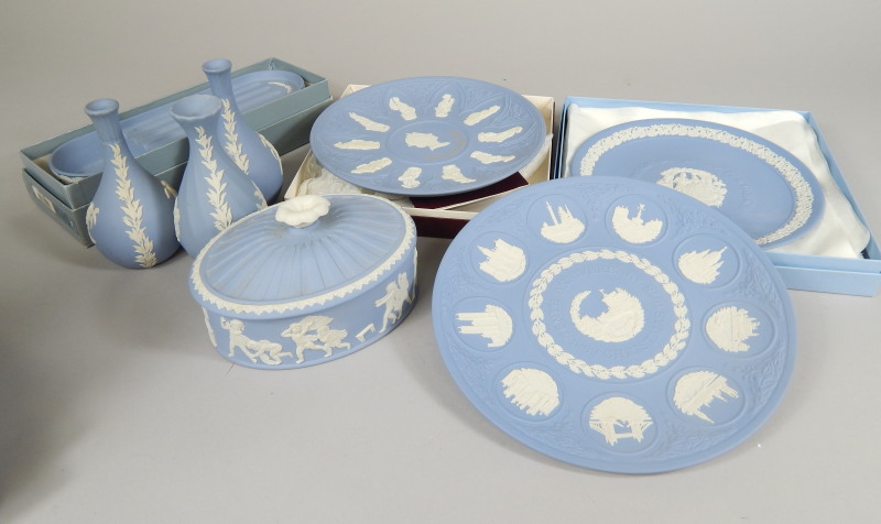 Appraisal: Various items of Wedgwood blue Jasperware to include an ink