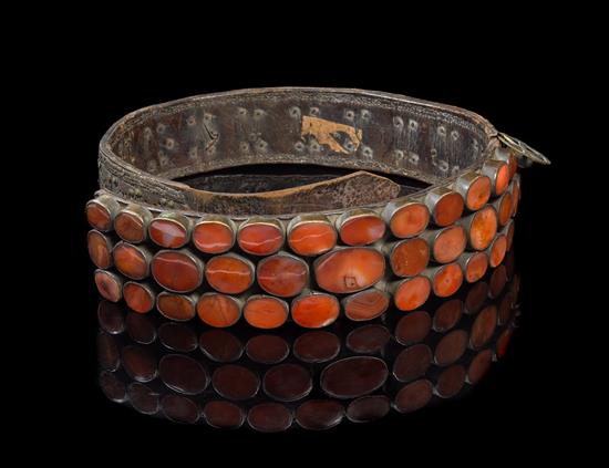 Appraisal: Sale Lot An Ottoman Balkan Carnelian Agate Silver and Leather