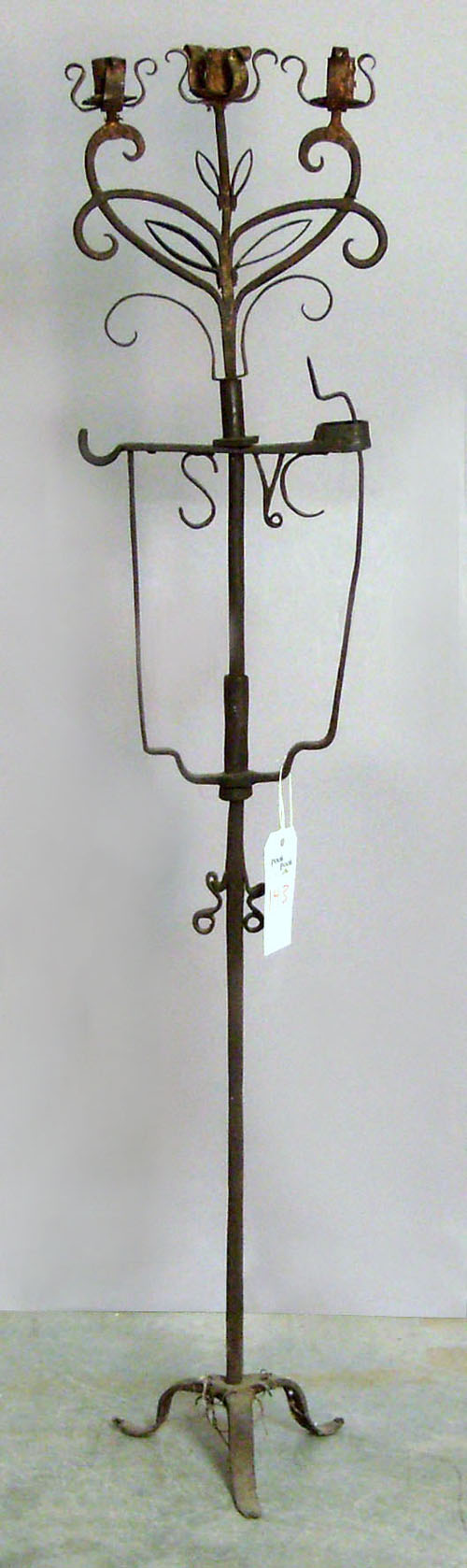 Appraisal: Wrought iron candlestand ca h