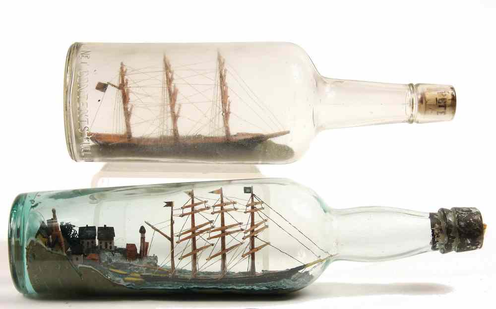 Appraisal: SHIPS IN BOTTLES - Early th c Ships in Bottles