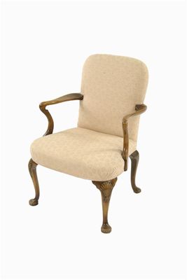 Appraisal: A George I style walnut open armchair early th century