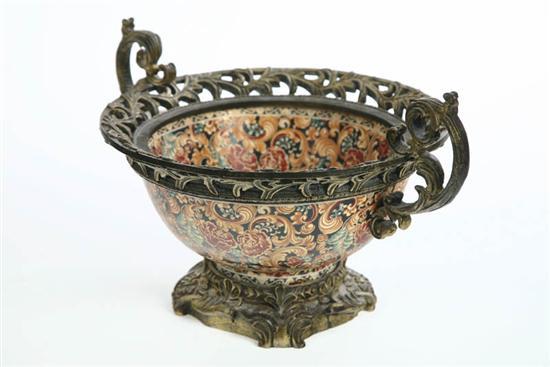 Appraisal: EGYPTIAN OFFERING CENTER BOWL Porcelain floral decorated bowl in a