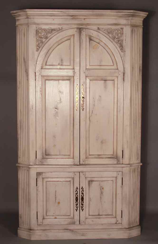 Appraisal: AMERICAN FEDERAL STYLE WHITE PAINTED CORNER CABINET th century the