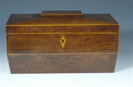 Appraisal: A Regency mahogany tea caddy of rectangular form with caddy