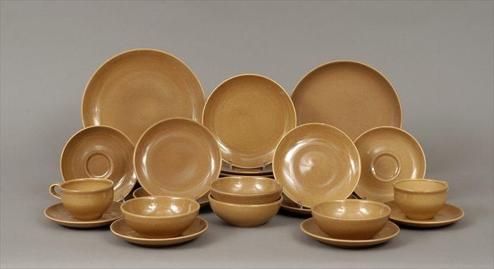 Appraisal: Russel Wright 'Iroquois' Ripe Apricot-Glaze Part Dinner Service Comprising three