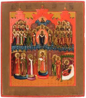 Appraisal: A RUSSIAN ICON OF THE PROTECTING VEIL OF THE VIRGIN