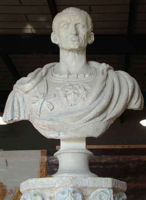 Appraisal: MONUMENTAL PLASTER AND PAPIER MACHE BUST OF CAESAR heavy -