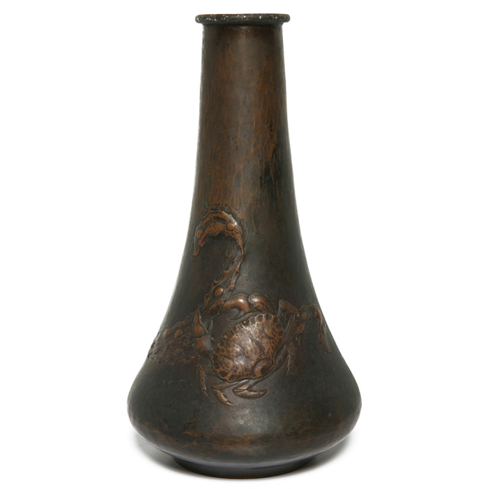 Appraisal: European Art Nouveau vase hammered copper with an embossed design