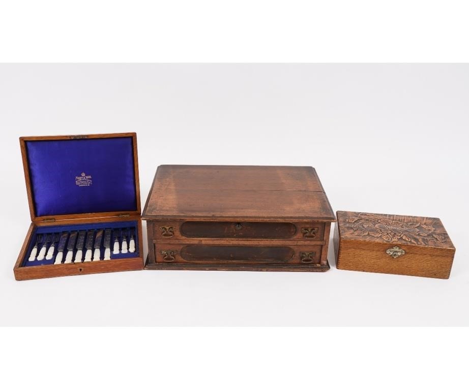 Appraisal: Mappin Webb London oak-cased twelve piece serving set to include