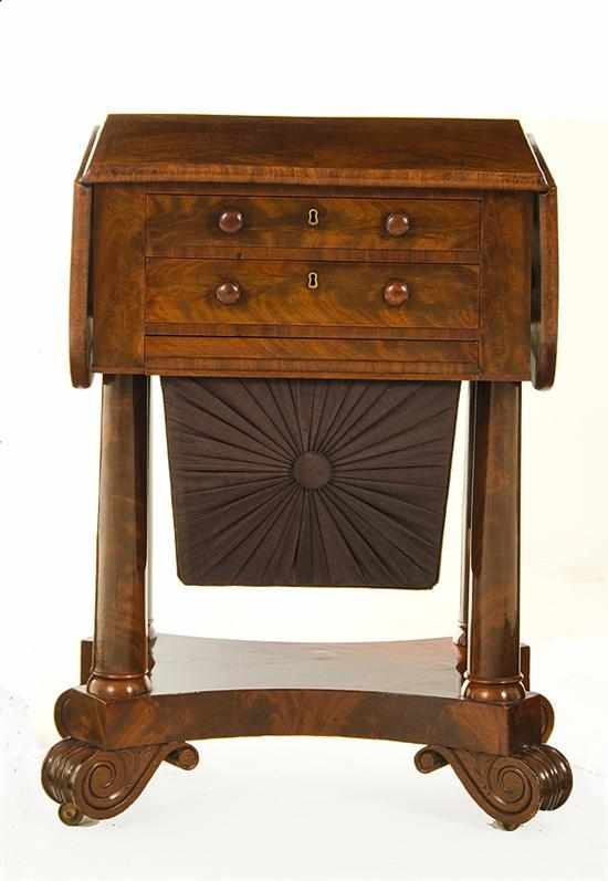 Appraisal: Boston Classical mahogany worktable possibly William Fisk or Isaac Vose