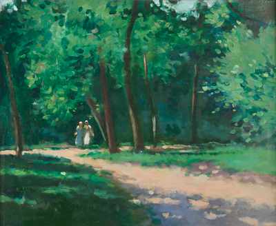 Appraisal: Frederick Hale McDuff American - Sunlit walkway Oil on canvas