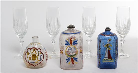 Appraisal: Sale Lot Three Continental Enamel Glass Bottles two having German