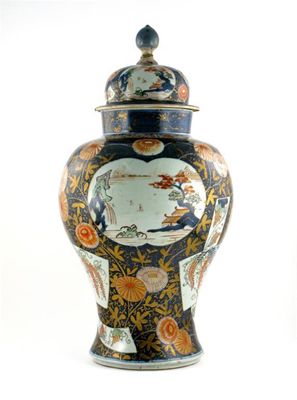 Appraisal: A Japanese Imari baluster vase and cover painted with large