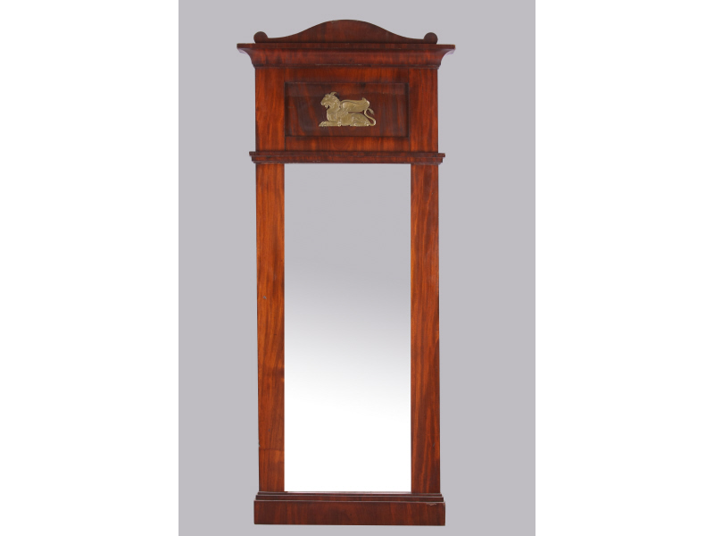 Appraisal: Biedermeier Wall Mirror th c mahogany veneers rectangular form cast