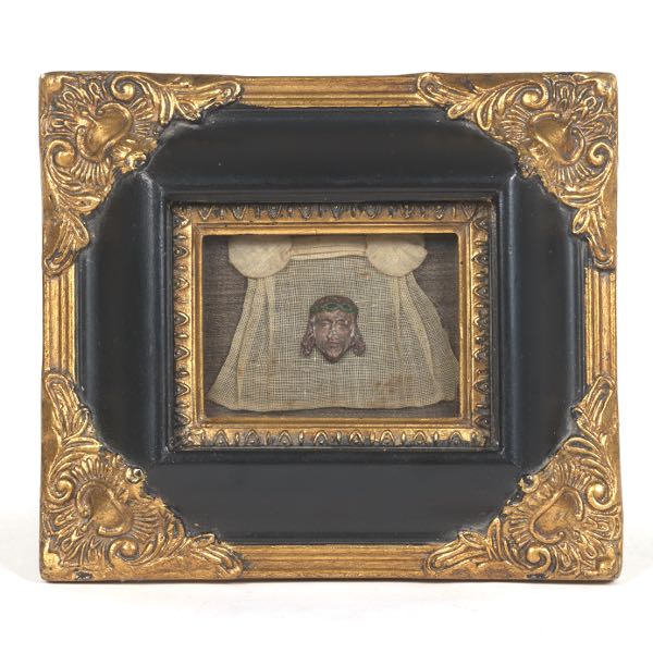 Appraisal: ANTIQUE CARVED AND GESSOED HEAD OF JESUS CHRIST IN GILT