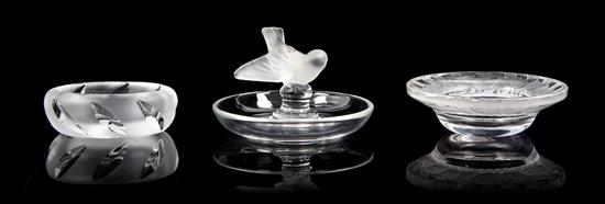 Appraisal: Sale Lot Three Lalique Molded and Frosted Glass Articles comprising