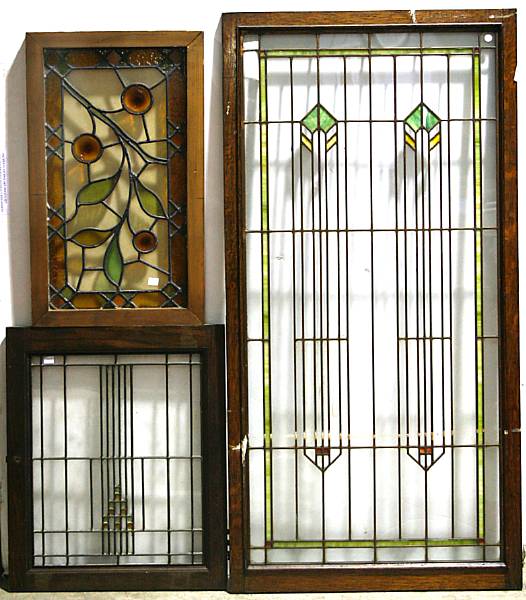 Appraisal: A group of four stained and leaded glass windows late