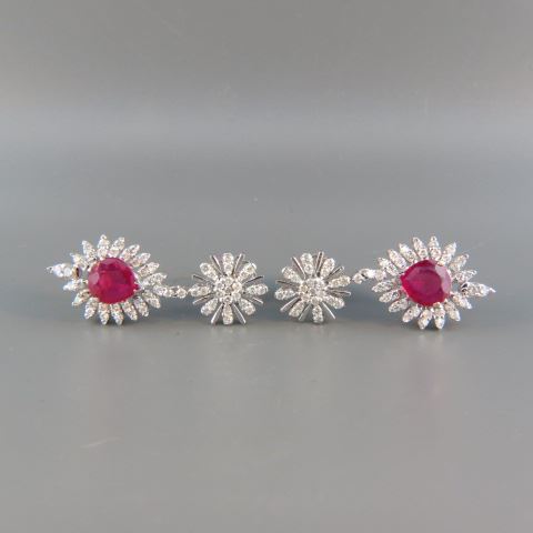 Appraisal: Ruby Diamond Earrings rich pear shape rubies total carats and