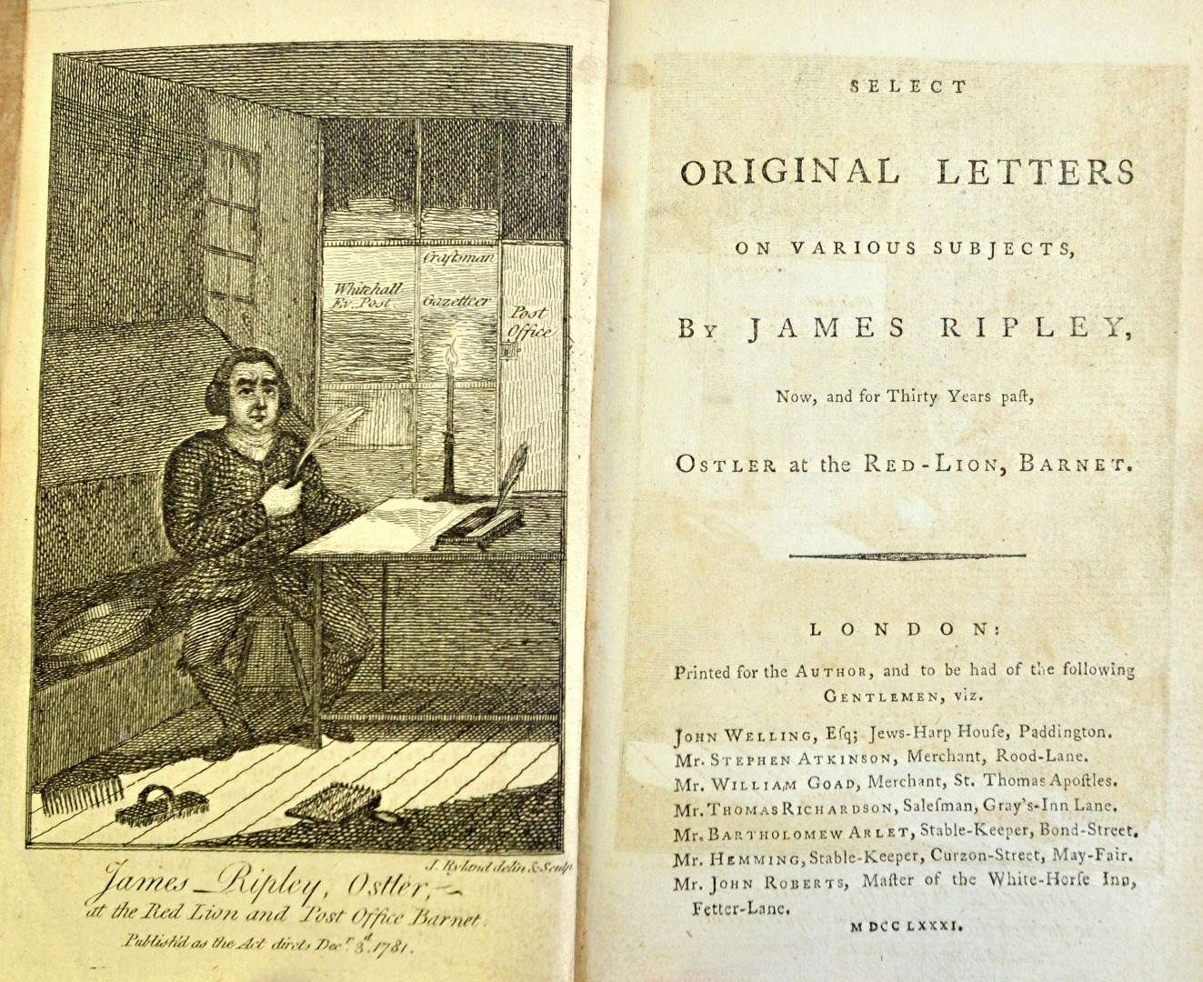 Appraisal: RIPLEY J Select Original Letters on Various Subjects frontispiece contemp