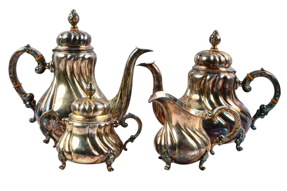 Appraisal: GERMAN FOUR-PIECE STERLING TEA SETmaker's mark of Gayer and Kraus