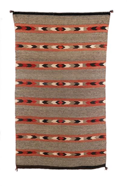 Appraisal: Navajo banded twill blanket circa Woven with raveled red wool